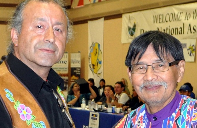 Bill Erasmus re-elected chief of Dene Nation at 45th assembly - Bill-Erasmus-and-Harold-Cook-July-22-2015-Deline-NT-690x450