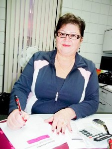 Delores Pruden-Barrie, NSD supervisor of Aboriginal programs, works on unit plans in her office. (Photo courtesy of Northland School Division)