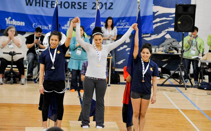 Team NWT’s Veronica McDonald wins gold in the kneel jump at last year’s AWG in Whitehorse.
