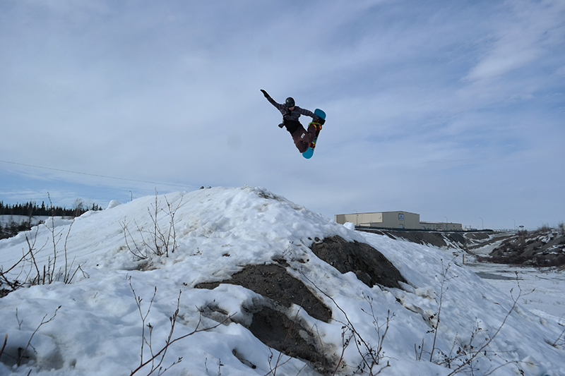 Torin Dowe of Yellowknife shows off his freestyle skills.