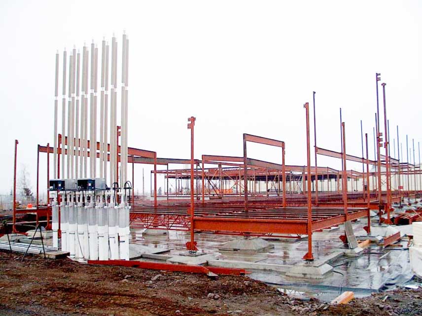 A thermosyphon system installed in the foundation of the Inuvik Regional Hospital.