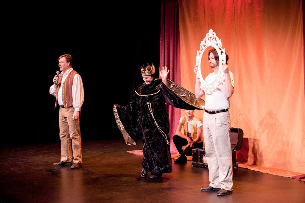 Duffle Bags Theatre’s quick changes of costume and rapid-fire banter kept everyone involved over their hour-long performance of Snow White.
