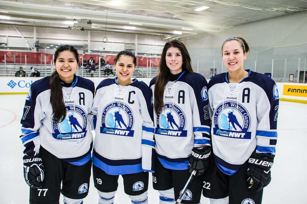 From left: Davina McLeod, Victoria Rankin, Teal Gonzalez, and Shannon Baetz served as Team NWT captains during the 2015 Canada Winter Games.